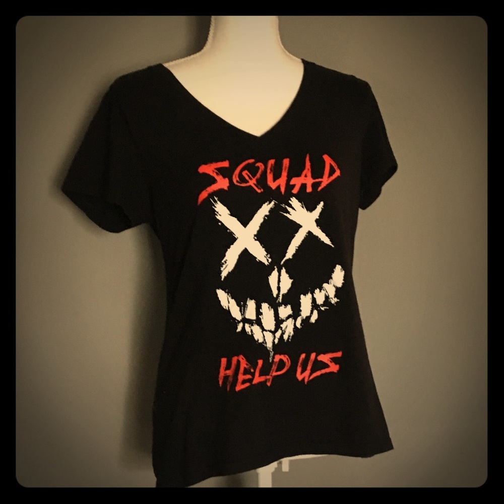 Large Suicide Squad “HELP US” V Neck Tee